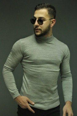 Bonissimo Yeni Sezon Erkek Gri Yarım Balıkçı Yaka Triko Kazak