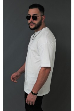 Bonissimo Yeni Sezon Erkek Oversize Beyaz T-shirt