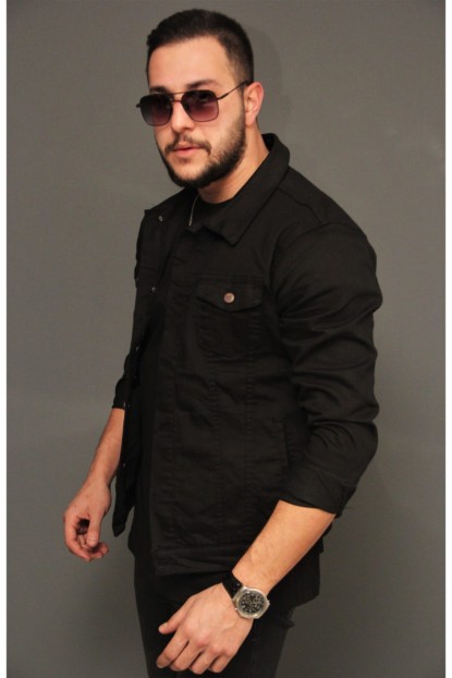Bonissimo Erkek Slim Fit Siyah Kot Ceket