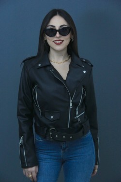 Bonissimo Kadın Yeni Sezon Kadın Siyah Deri Ceket