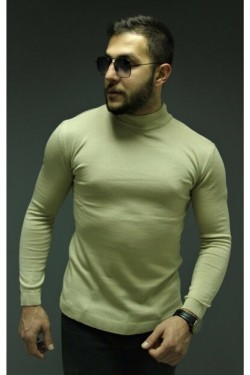 Bonissimo Yeni Sezon Erkek Krem Yarım Balıkçı Yaka Triko Kazak