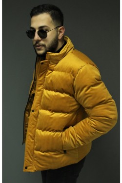 Bonissimo Yeni Sezon Erkek Sarı Kadife Mont